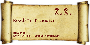 Kozár Klaudia névjegykártya